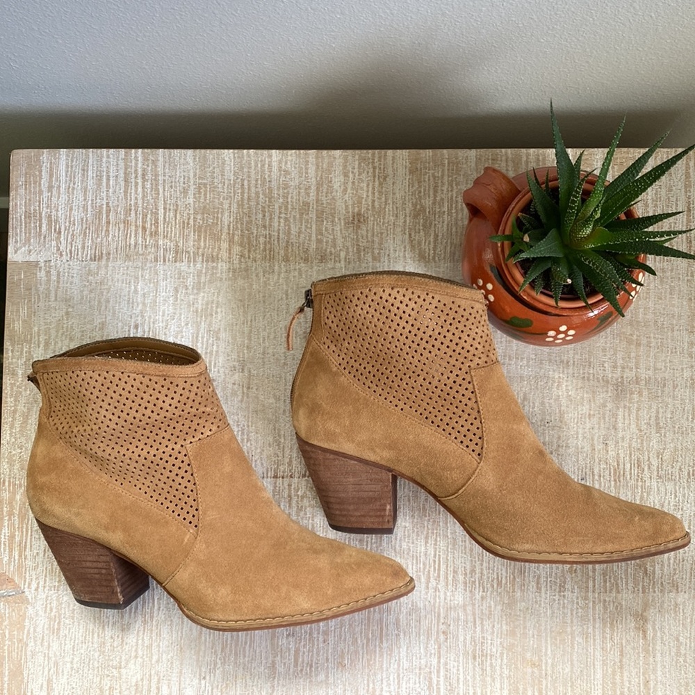 Suede Zip Up Western Booties
